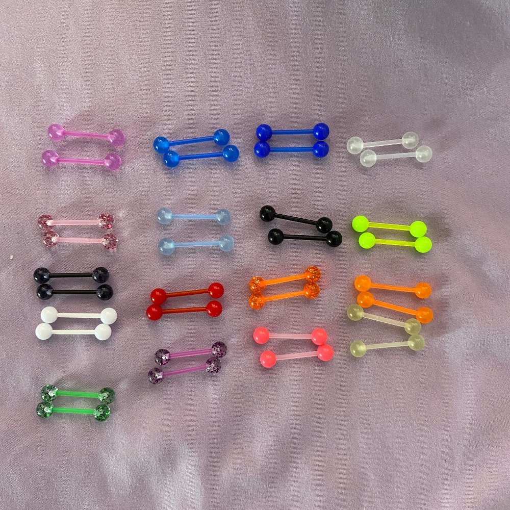 Acrylic barbell piercing body jewelry 14G